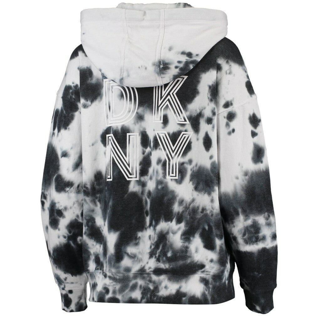 Minnesota Vikings DKNY Sport Women's Dakota Oversized Tie-Dye Half-Zip Hoodie - White/Black discount