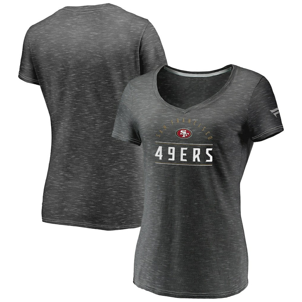 San Francisco 49ers Women's League Leader Space Dye V-Neck T-Shirt - Charcoal outlet