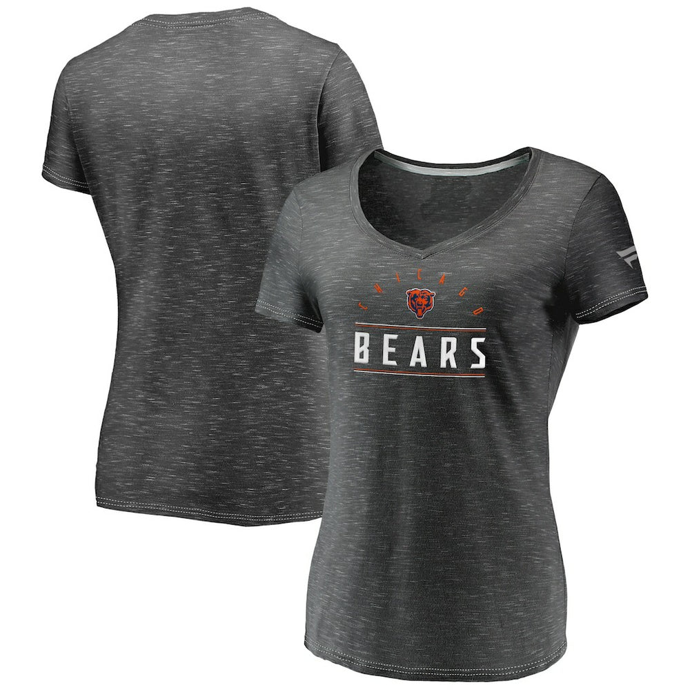 Chicago Bears Women's League Leader Space Dye V-Neck T-Shirt - Charcoal discount