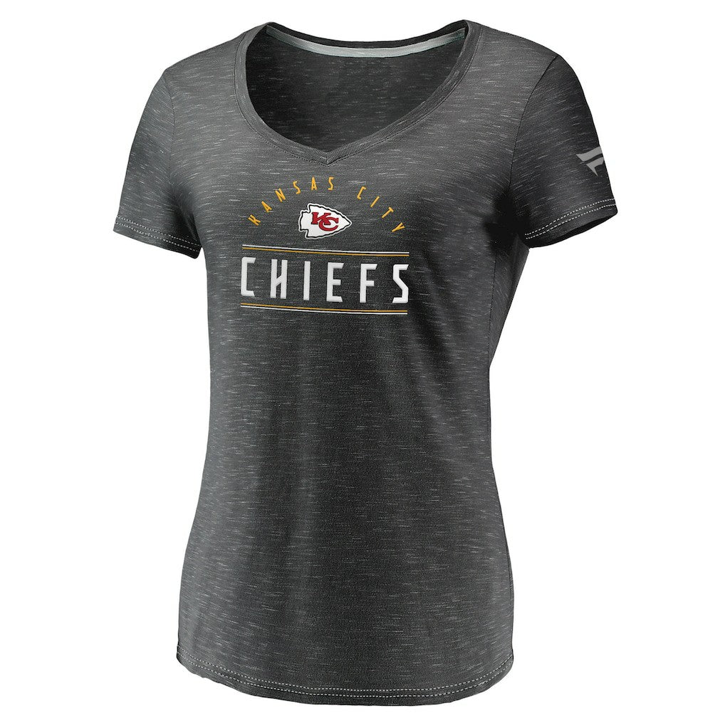 Kansas City Chiefs Women's League Leader Space Dye V-Neck T-Shirt - Charcoal online