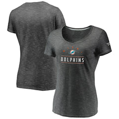 Miami Dolphins Women's League Leader Space Dye V-Neck T-Shirt - Charcoal outlet