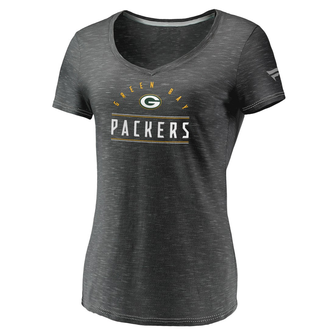 Green Bay Packers Women's League Leader Space Dye V-Neck T-Shirt - Charcoal outlet