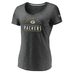 Green Bay Packers Women's League Leader Space Dye V-Neck T-Shirt - Charcoal outlet
