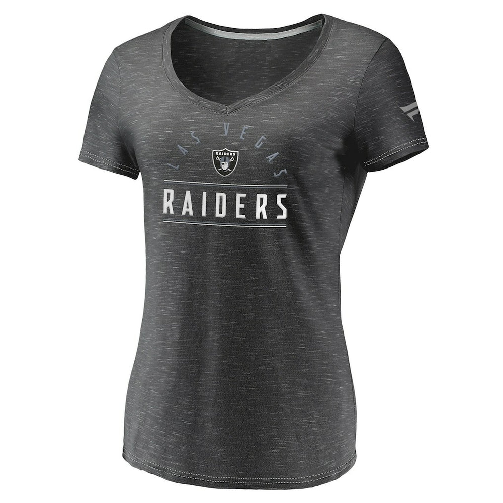 Las Vegas Raiders Women's League Leader Space Dye V-Neck T-Shirt - Charcoal on sale