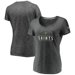 New Orleans Saints Women's League Leader Space Dye V-Neck T-Shirt - Charcoal outlet