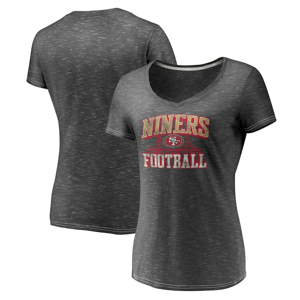 San Francisco 49ers Women's Hometown Space-Dye V-Neck T-Shirt - Heathered Charcoal online