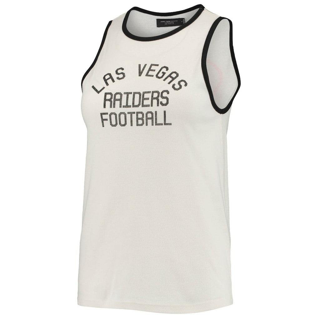 Las Vegas Raiders Junk Food Women's Throwback Pop Binding Scoop Neck Tank Top - White/Black on sale