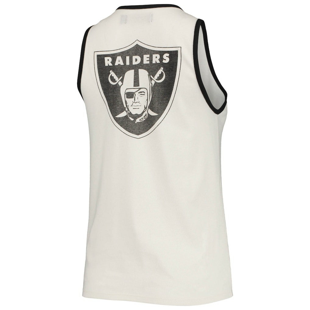 Las Vegas Raiders Junk Food Women's Throwback Pop Binding Scoop Neck Tank Top - White/Black on sale
