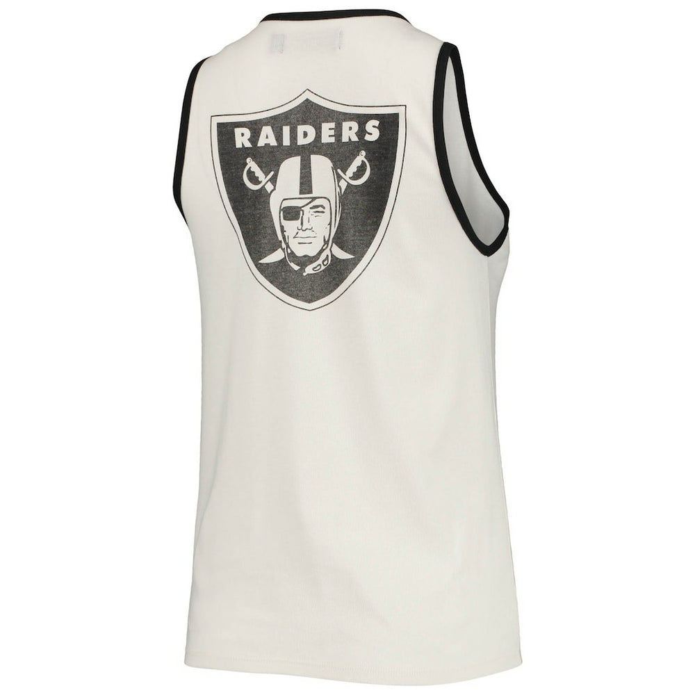 Las Vegas Raiders Junk Food Women's Throwback Pop Binding Scoop Neck Tank Top - White/Black on sale
