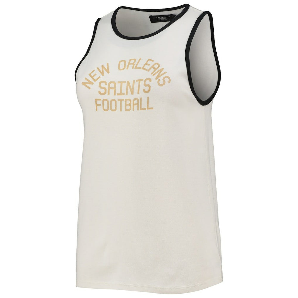 New Orleans Saints Junk Food Women's Throwback Pop Binding Scoop Neck Tank Top - White/Black outlet
