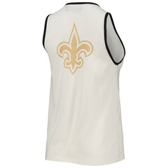 New Orleans Saints Junk Food Women's Throwback Pop Binding Scoop Neck Tank Top - White/Black outlet