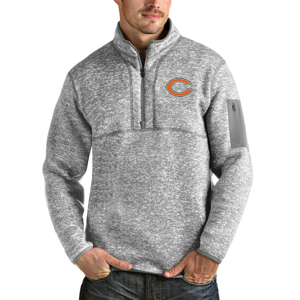 Chicago Bears Antigua Fortune Quarter-Zip Pullover Jacket - Heathered Gray discount