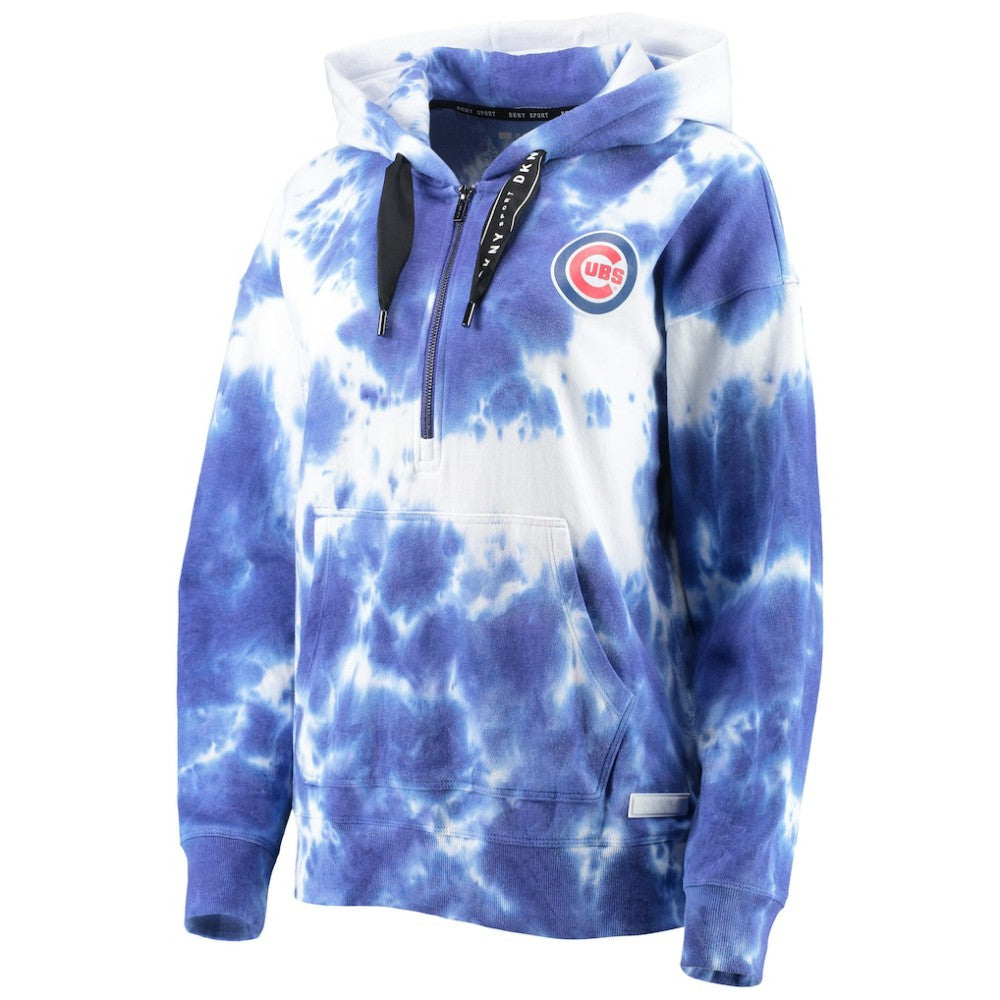 Chicago Cubs DKNY Sport Women's Dakota Tie-Dye Half-Zip Hoodie - White/Royal