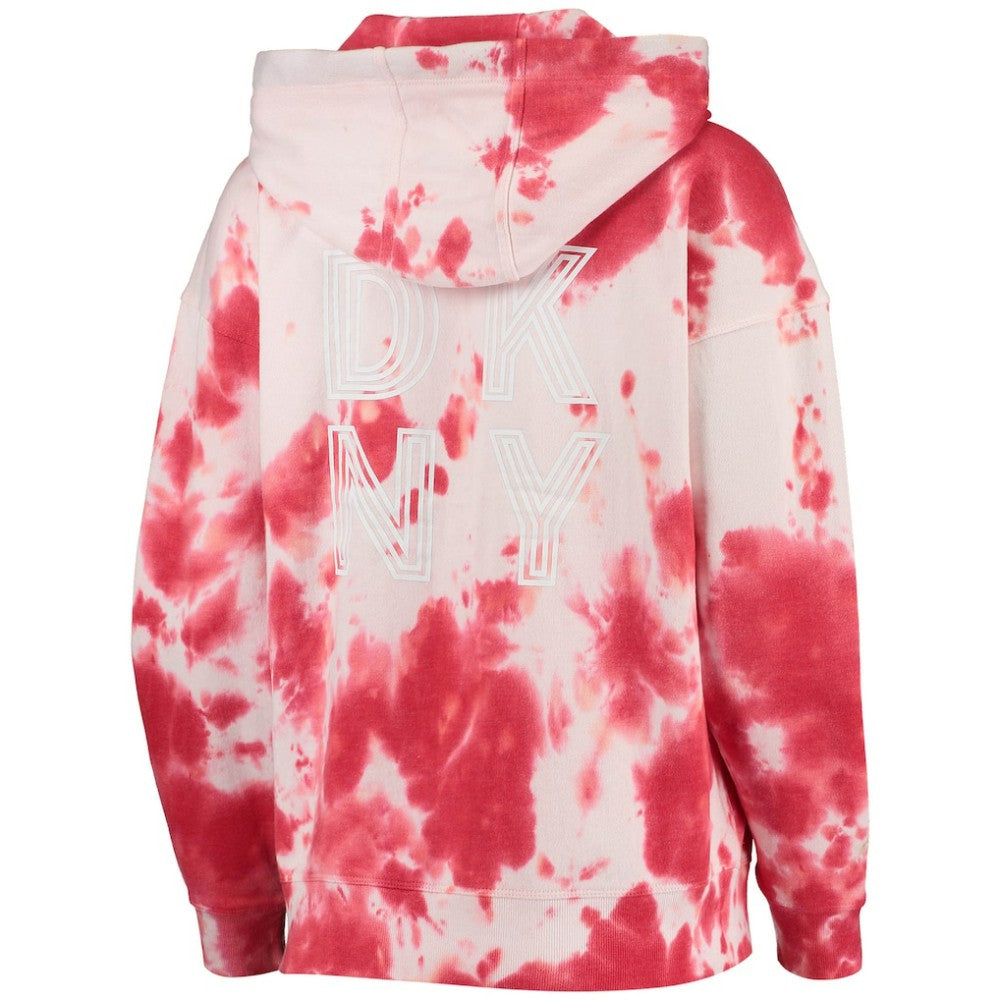 Washington Nationals DKNY Sport Women's Dakota Tie-Dye Half-Zip Hoodie - White/Red