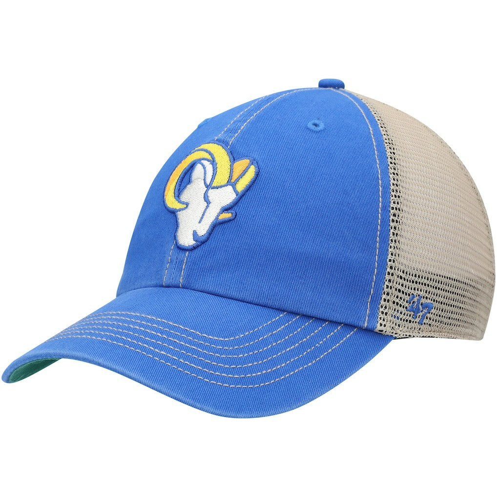 Los Angeles Rams '47 Head Trawler Trucker Clean Up Snapback Hat - Royal/Natural discount