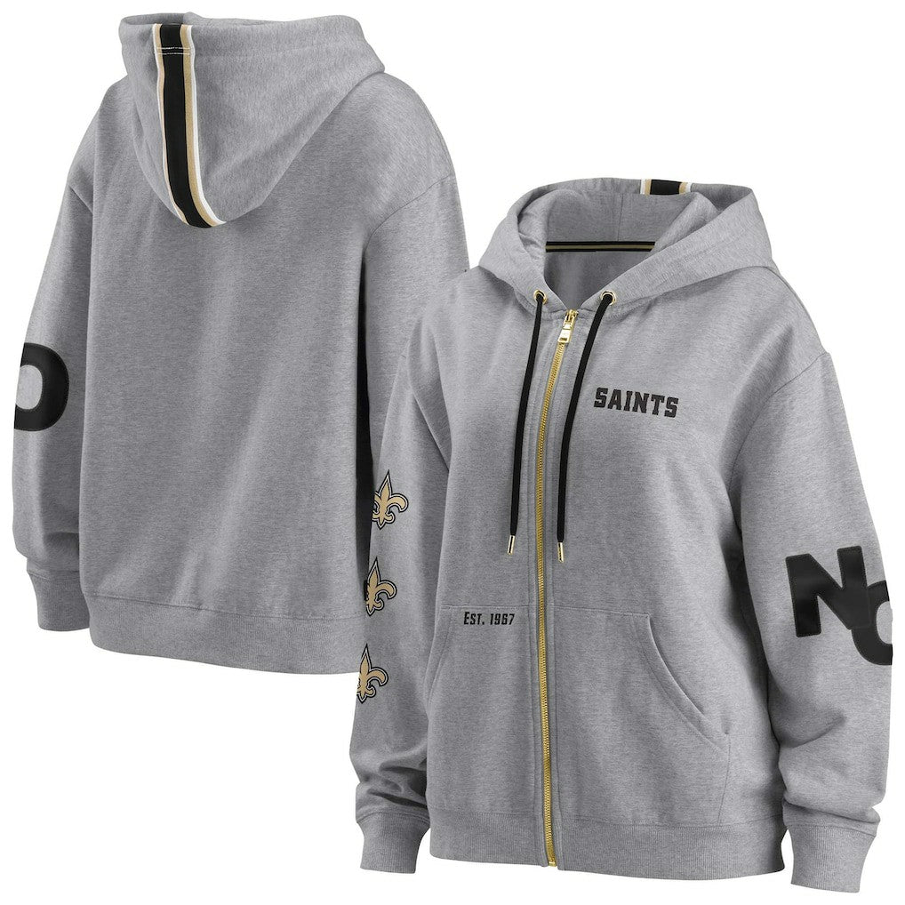 New Orleans Saints WEAR by Erin Andrews Women's Full-Zip Hoodie - Gray cheap