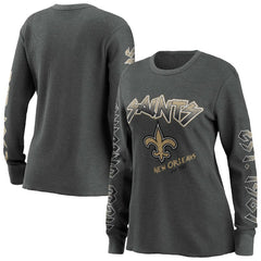 New Orleans Saints WEAR by Erin Andrews Women's Long Sleeve Thermal T-Shirt - Gray for sale