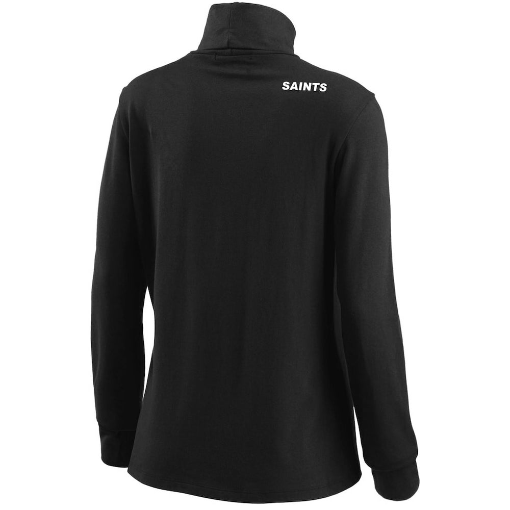 New Orleans Saints WEAR by Erin Andrews Women's Long Sleeve Tri-Blend Turtleneck T-Shirt - Black on sale
