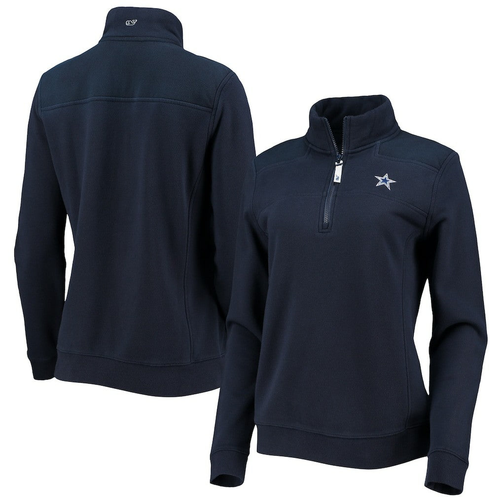 Dallas Cowboys Vineyard Vines Women's Shep Shirt Quarter-Zip Sweatshirt - Navy sale