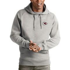Kansas City Chiefs Antigua Logo Victory Pullover Hoodie - Heathered Gray for sale