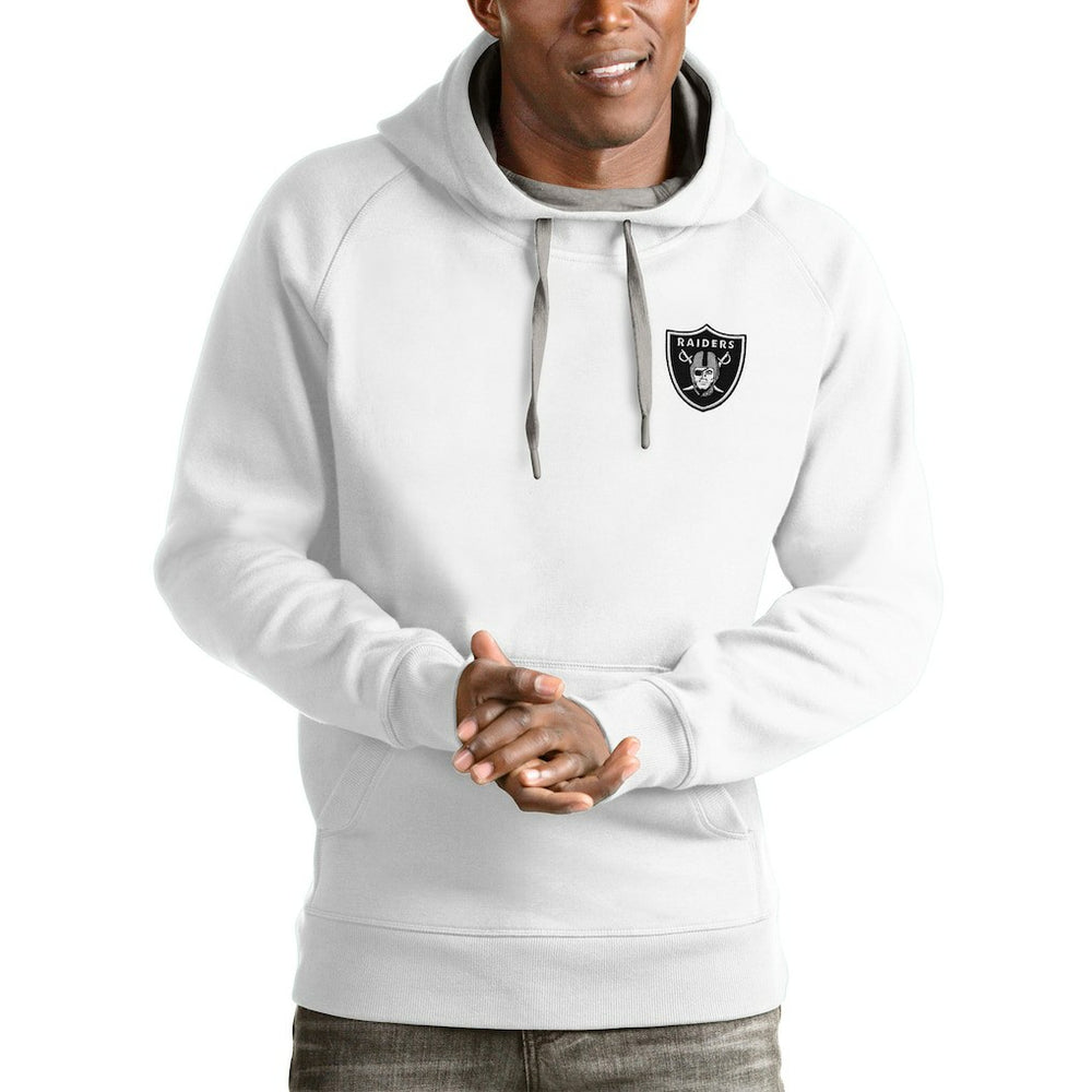 Las Vegas Raiders Antigua Logo Victory Pullover Hoodie - White discount