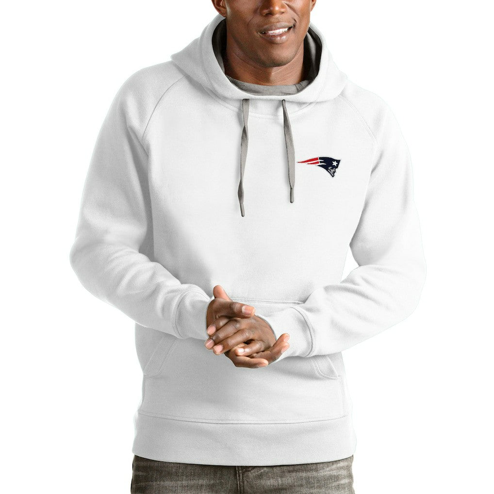 New England Patriots Antigua Logo Victory Pullover Hoodie - White cheap