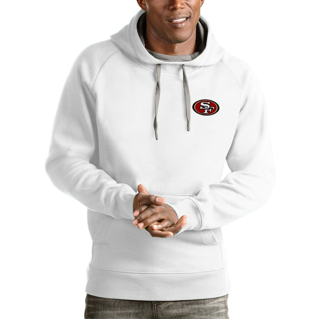 San Francisco 49ers Antigua Logo Victory Pullover Hoodie - White on sale