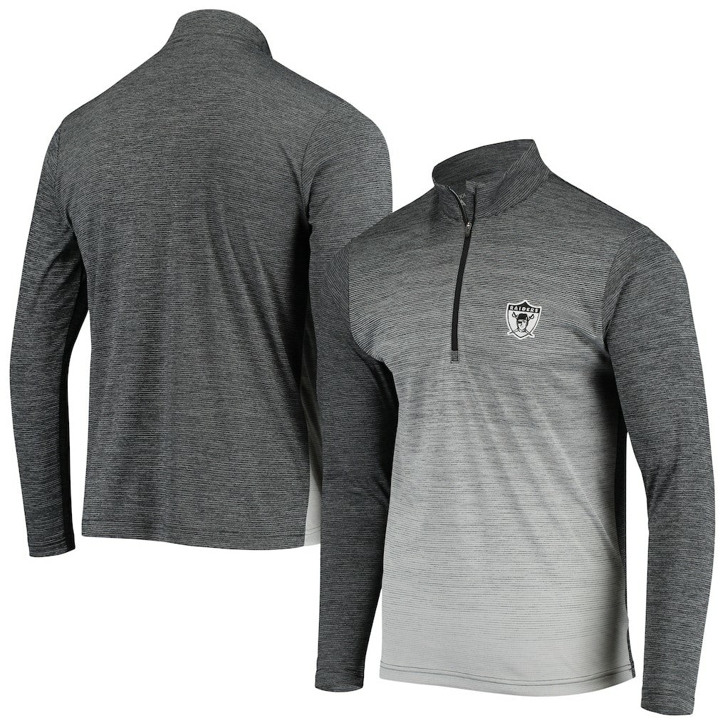 Las Vegas Raiders Antigua Throwback Cycle Quarter-Zip Jacket - Black/Heathered Gray discount