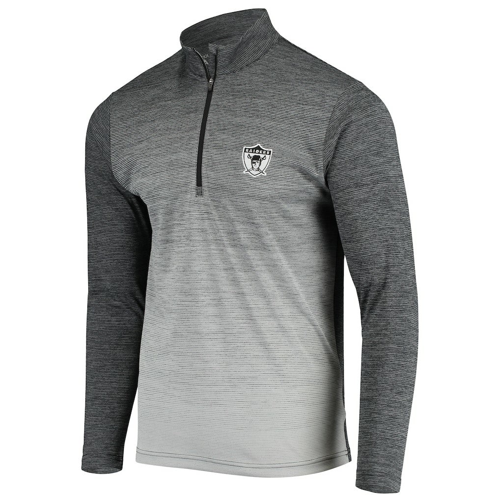 Las Vegas Raiders Antigua Throwback Cycle Quarter-Zip Jacket - Black/Heathered Gray discount