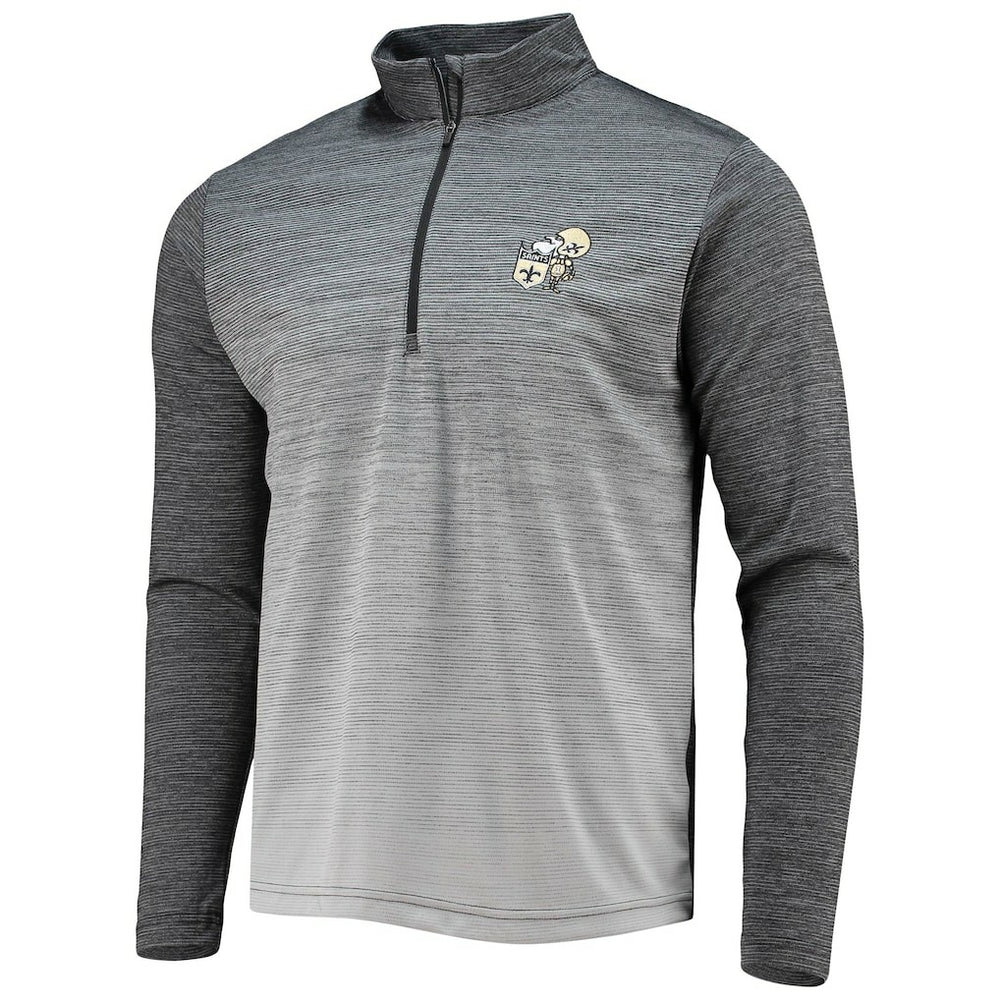New Orleans Saints Antigua Throwback Cycle Quarter-Zip Jacket - Black/Heathered Gray on sale