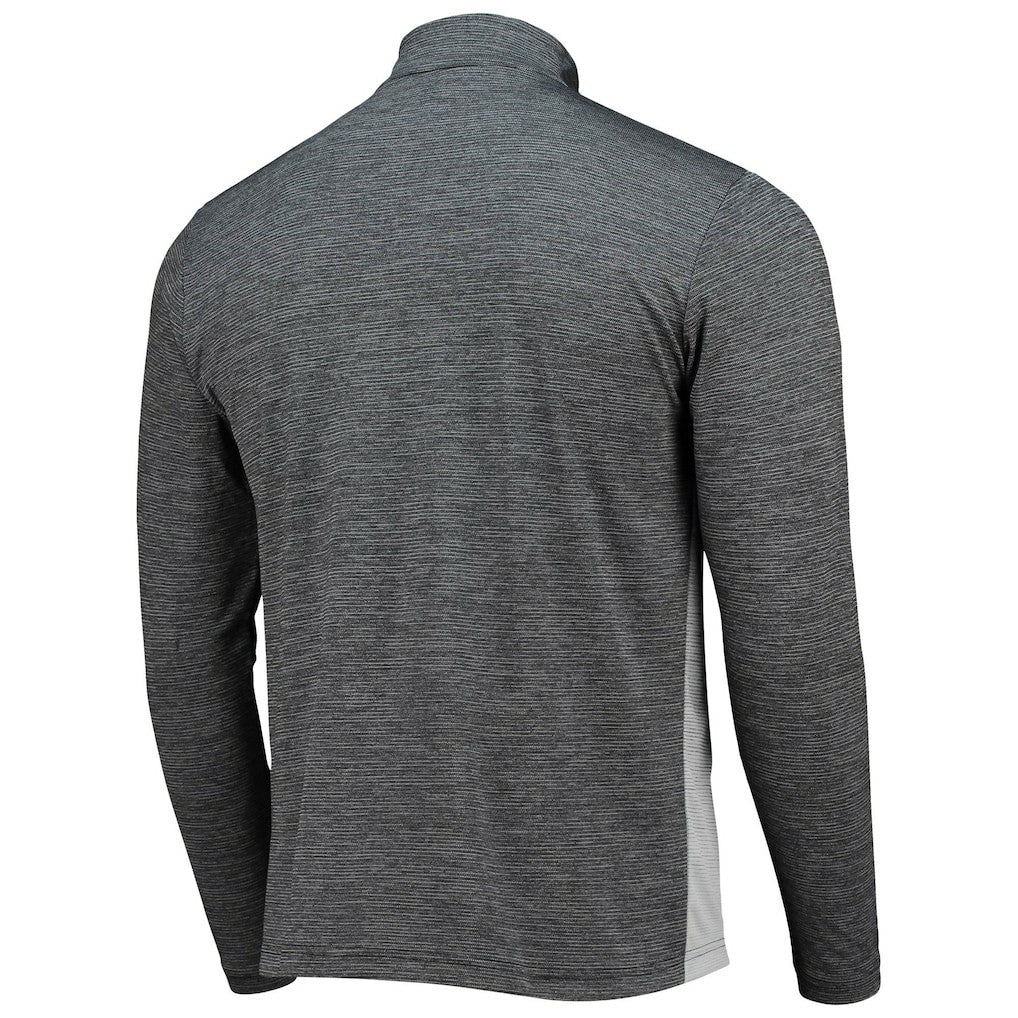 New Orleans Saints Antigua Throwback Cycle Quarter-Zip Jacket - Black/Heathered Gray on sale