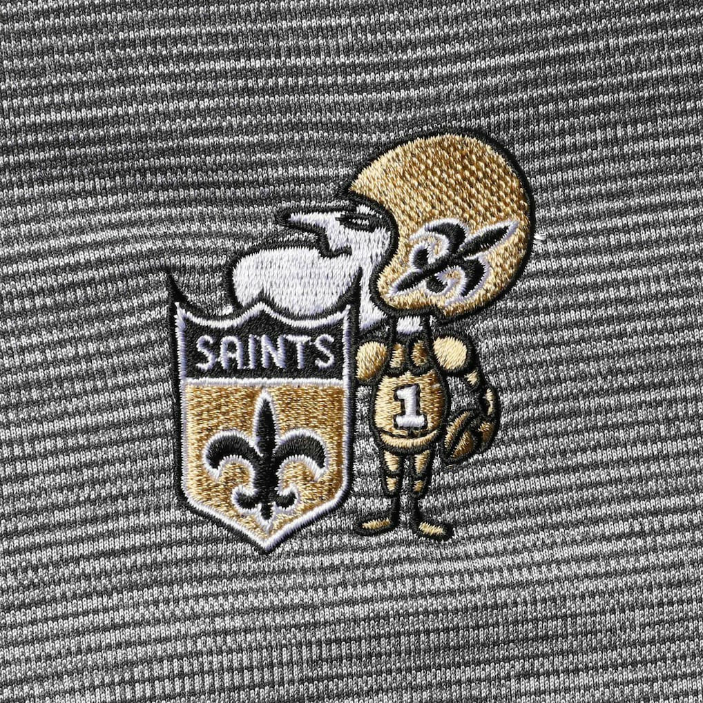 New Orleans Saints Antigua Throwback Cycle Quarter-Zip Jacket - Black/Heathered Gray on sale