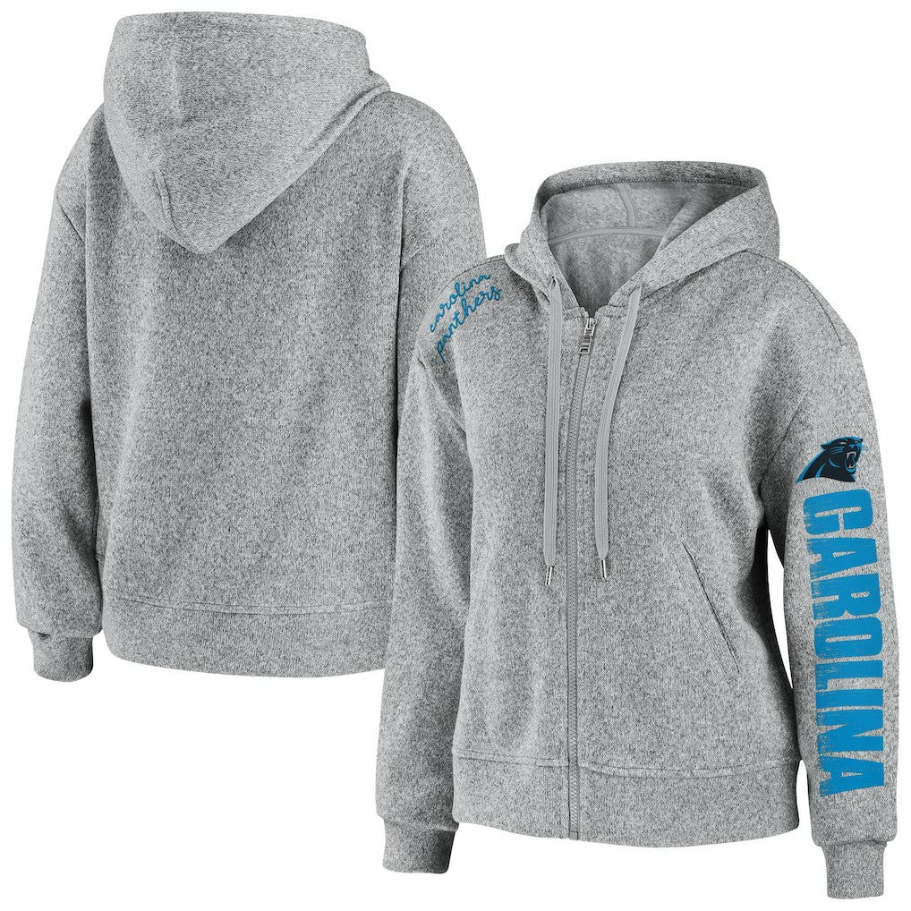 Carolina Panthers WEAR by Erin Andrews Women's Full-Zip Hoodie - Heathered Gray cheap