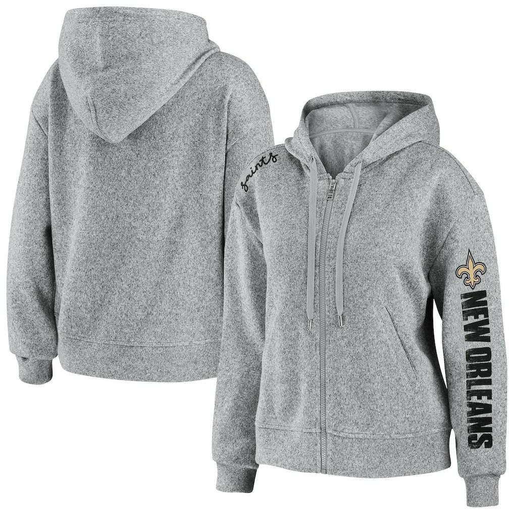New Orleans Saints WEAR by Erin Andrews Women's Full-Zip Hoodie - Heathered Gray cheap