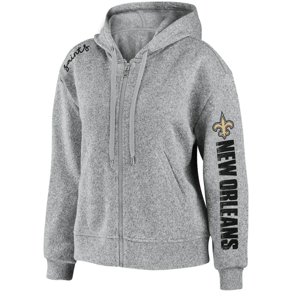 New Orleans Saints WEAR by Erin Andrews Women's Full-Zip Hoodie - Heathered Gray cheap