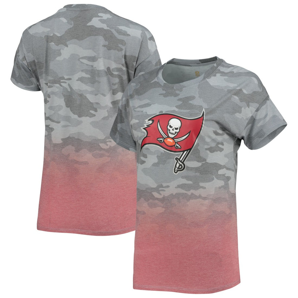 Tampa Bay Buccaneers Juniors Beth Camo Dip-Dye T-Shirt - Gray/Red for sale
