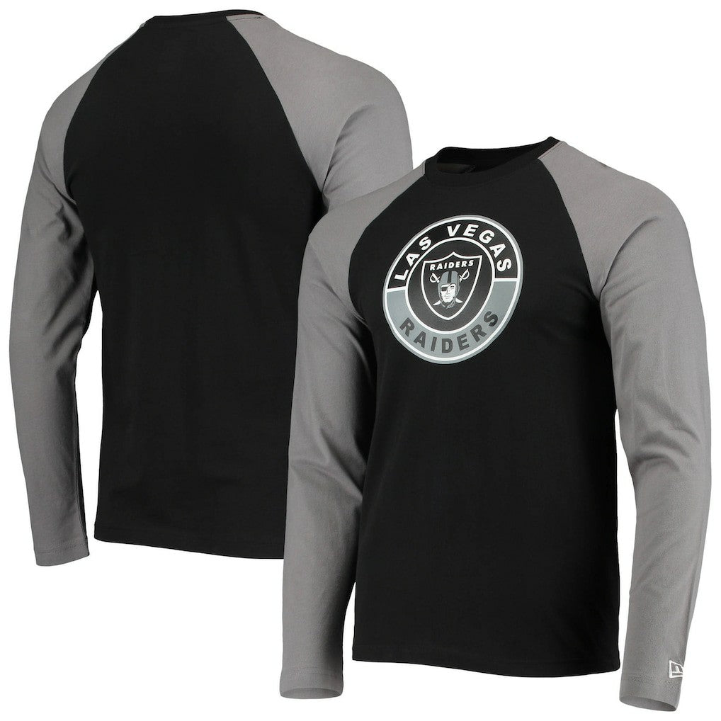 Las Vegas Raiders New Era League Raglan Long Sleeve T-Shirt - Black/Gray outlet