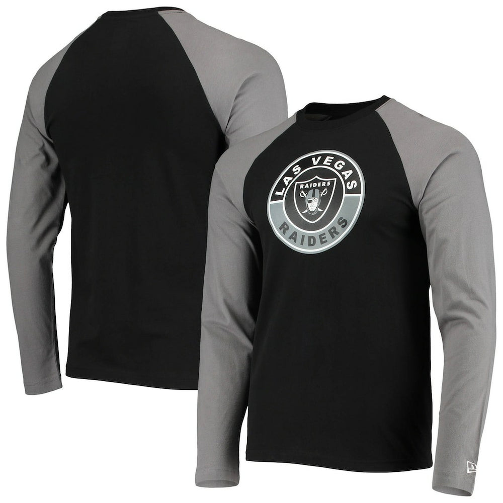 Las Vegas Raiders New Era League Raglan Long Sleeve T-Shirt - Black/Gray outlet