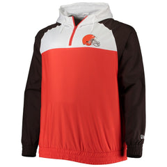 Cleveland Browns New Era Big & Tall League Raglan Quarter-Zip Hoodie - Orange/Brown sale