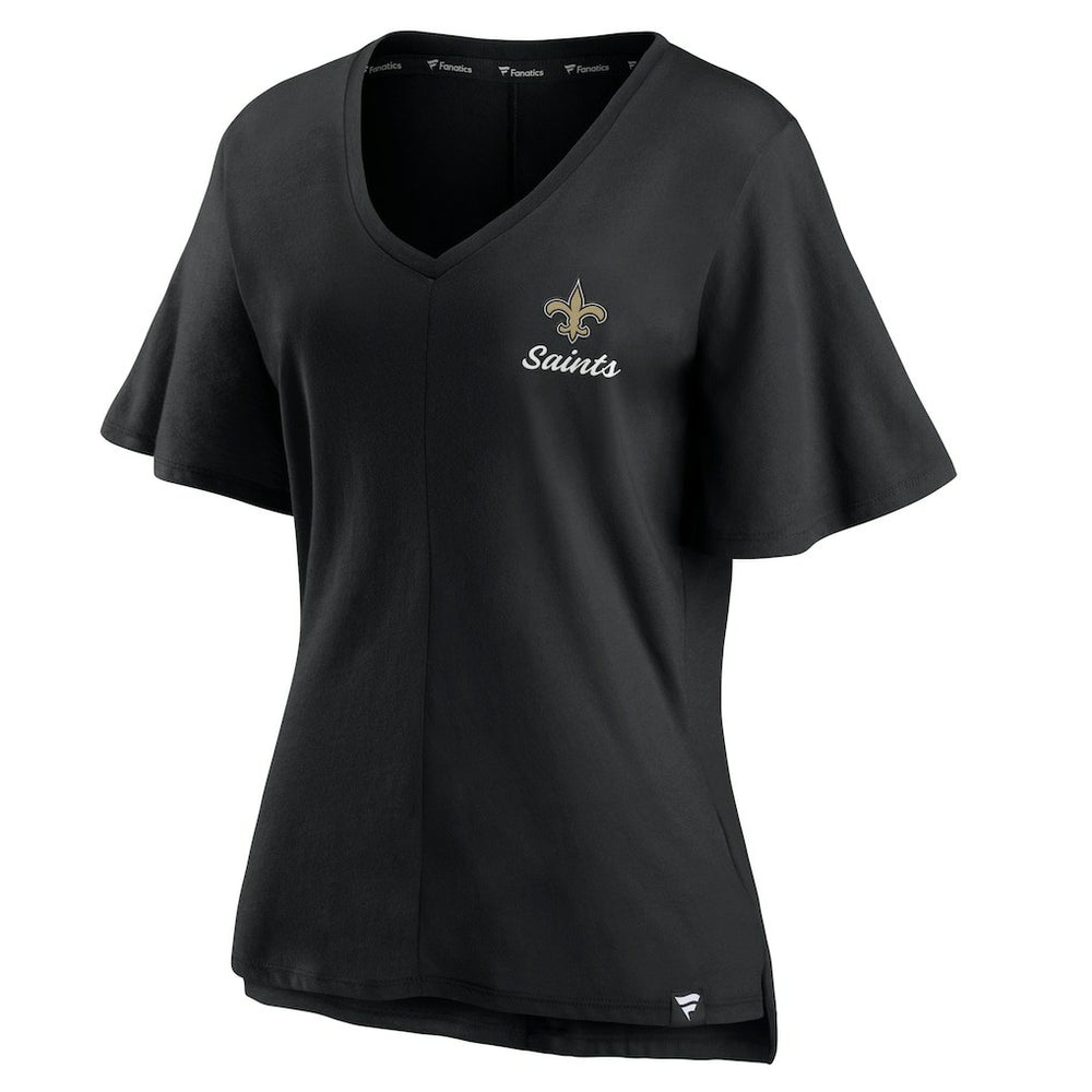 New Orleans Saints Women's Southpaw Flutter V-Neck T-Shirt - Black cheap