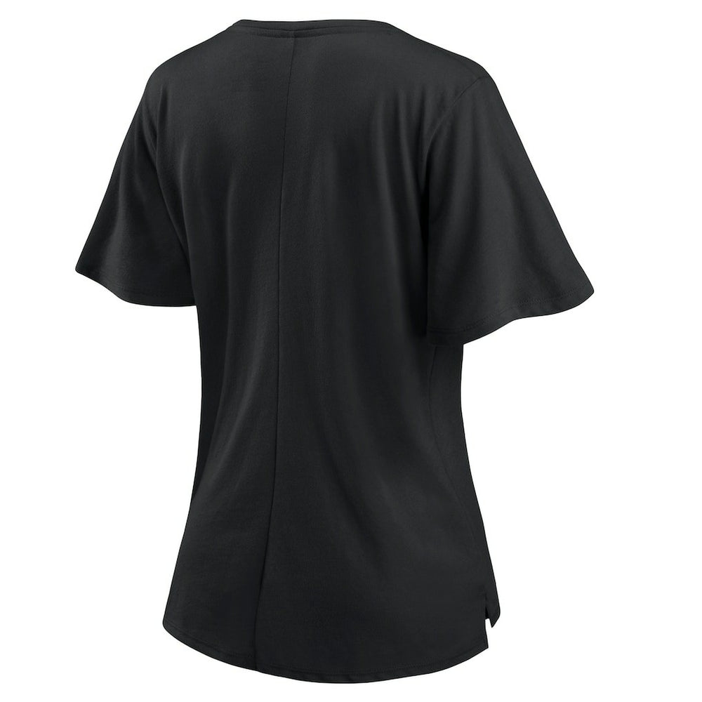 New Orleans Saints Women's Southpaw Flutter V-Neck T-Shirt - Black cheap