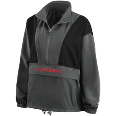 Chicago Blackhawks WEAR by Erin Andrews Women's Popover Packable Half-Zip Jacket Charcoal