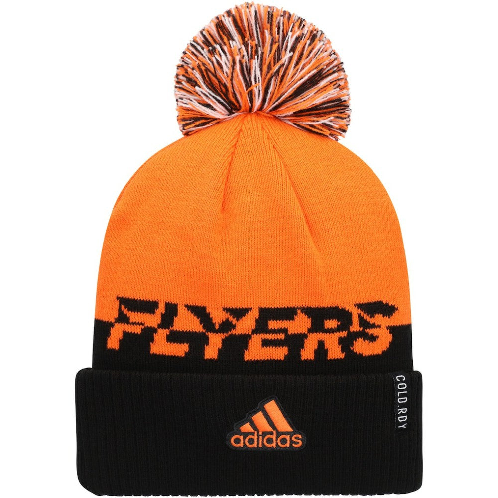 Philadelphia Flyers adidas COLD.RDY Cuffed Knit Hat with Pom Orange/Black