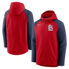 St. Louis Cardinals Authentic Collection Performance Raglan Full-Zip Hoodie - Red/Navy | Nike