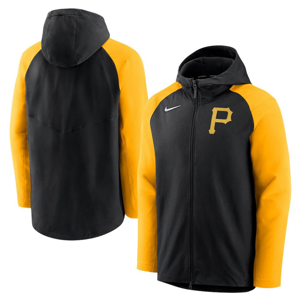 Pittsburgh Pirates Authentic Collection Performance Raglan Full-Zip Hoodie - Black/Gold | Nike