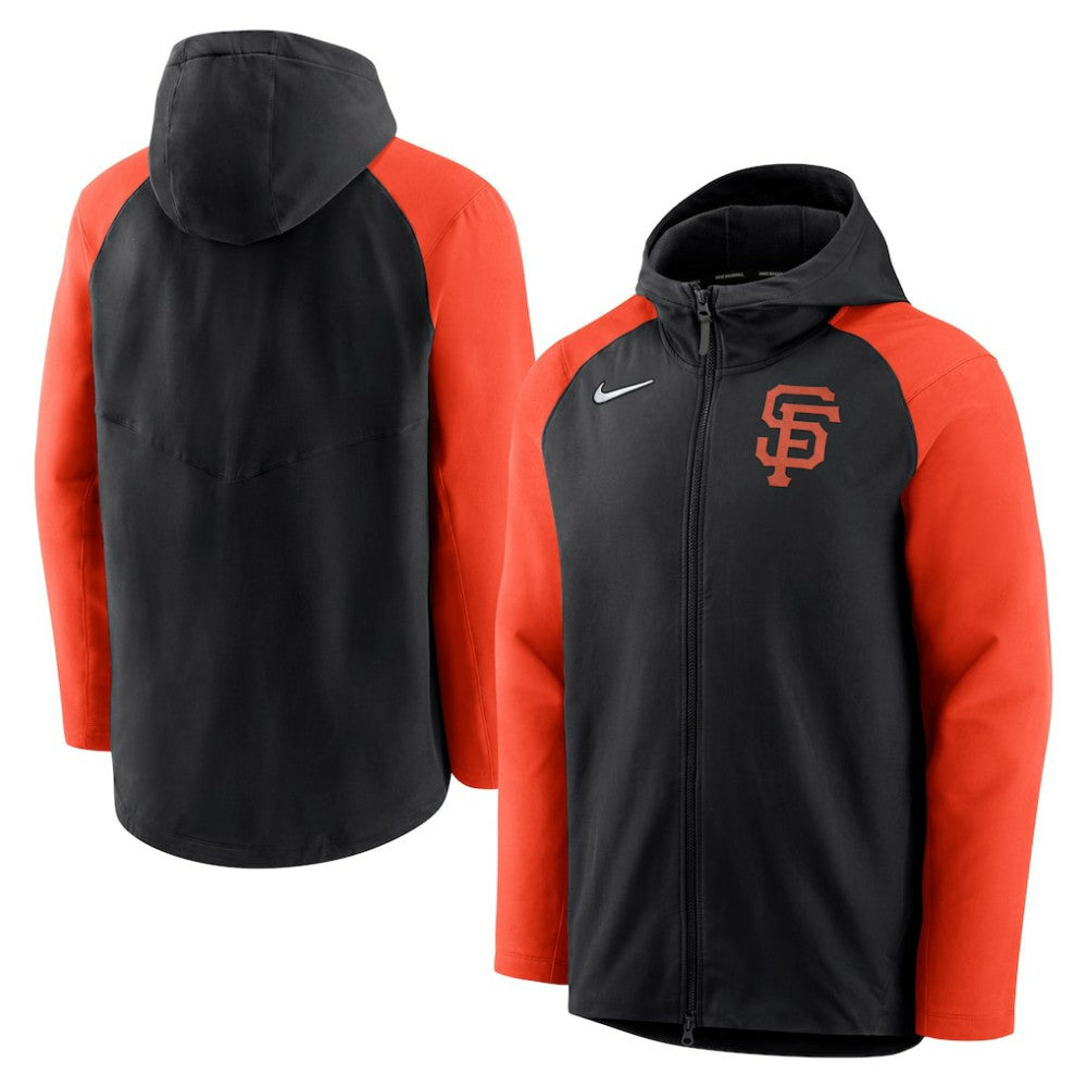 San Francisco Giants Authentic Collection Performance Raglan Full-Zip Hoodie - Black/Orange | Nike