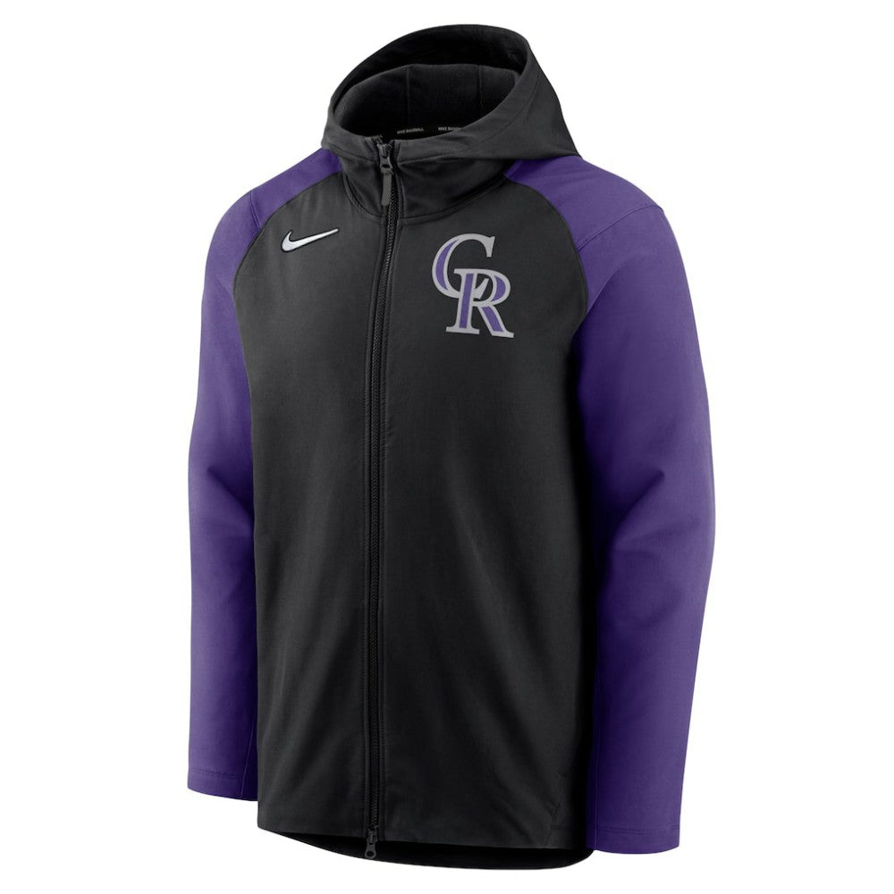 Colorado Rockies Authentic Collection Performance Raglan Full-Zip Hoodie - Black/Purple | Nike