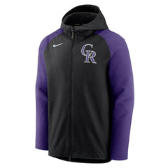 Colorado Rockies Authentic Collection Performance Raglan Full-Zip Hoodie - Black/Purple | Nike
