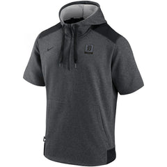 Detroit Tigers Authentic Collection Dry Flux Performance Quarter-Zip Short Sleeve Hoodie - Heathered Charcoal/Black | Nike