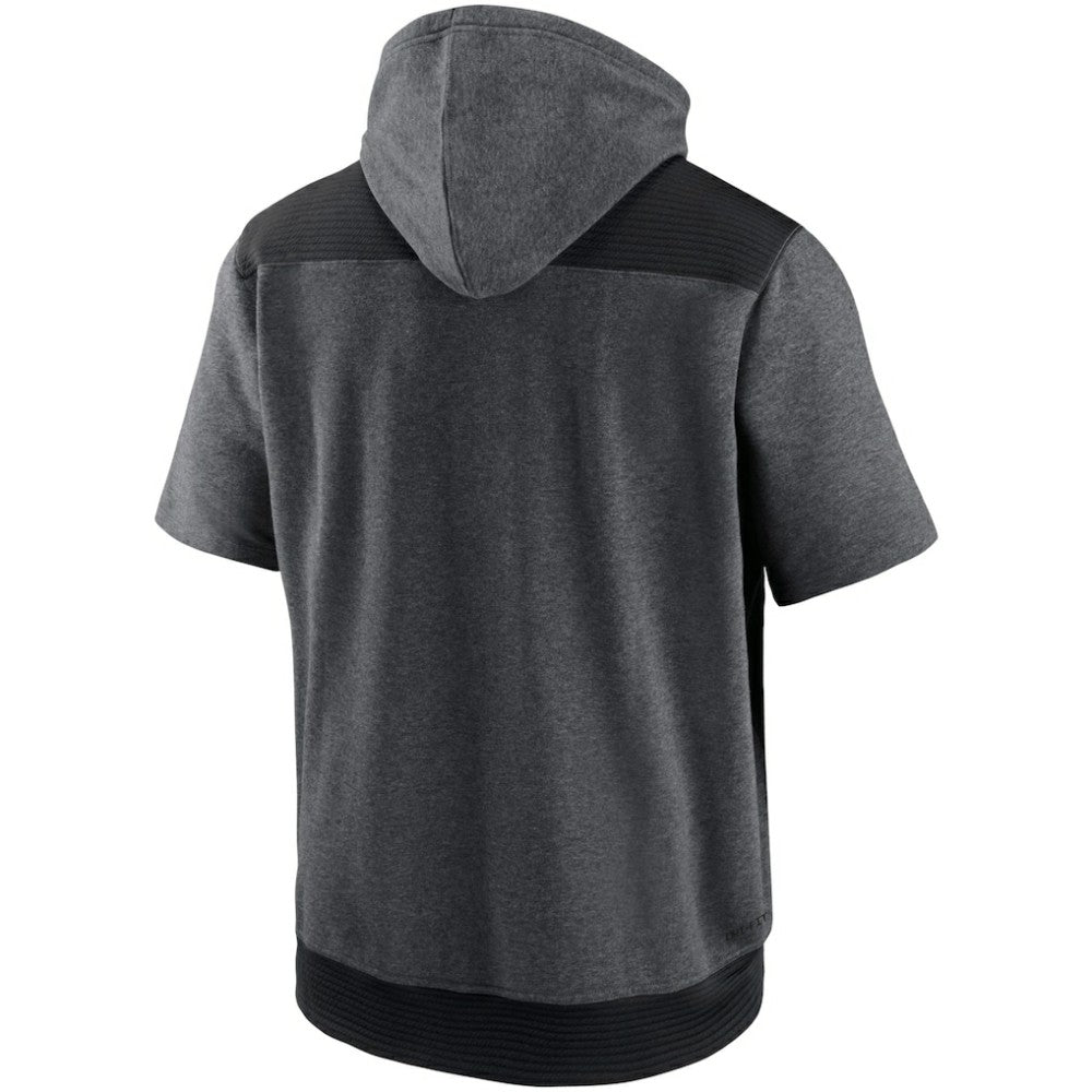 Detroit Tigers Authentic Collection Dry Flux Performance Quarter-Zip Short Sleeve Hoodie - Heathered Charcoal/Black | Nike